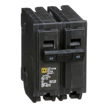 SQUARE D Miniature Circuit Breaker, HOM Series 40A, 2 Pole, 120/240V AC HOM240CP